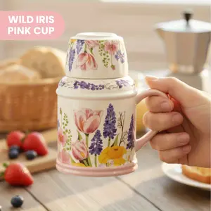 Premium Floral Ceramic Tea Cup & Porcelain Tea Set - 4 Unique Flower Patterns, Elegant Suitable for for Tea Ceremonies, Parties, Self-Care, Suitable for Festivals, Daily Use - Ceramic Cups for Social Gatherings and Gifts