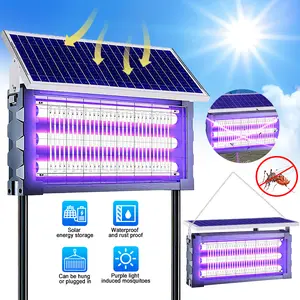 20W Solar Mosquito Killer Lamp Outdoor, Waterproof Insect Zapper with 3 Tubes, Dual Charging, 6000mAh Battery