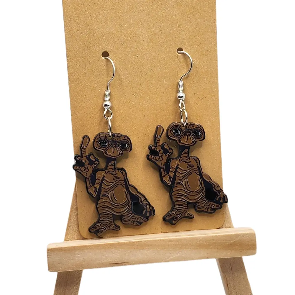 Whimsical Alien Cartoon Dangle Earrings Vintage Boho Acrylic Creative Gift for Women All Season Wear Unique Design Hook Earrings