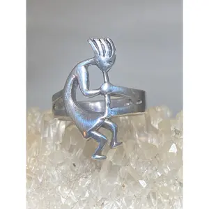 Kokopelli ring size 5.75 Navajo flute player band fertility southwest sterling silver women