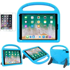 SQ-CPC003 Kids Case for iPad 5th/6th Generation (9.7-inch, 2017/2018), iPad Air 2 Case with Screen Protector, iPad Pro 9.7 Durable Shockproof Protective Cover with Handle Stand for Kids, Blue
