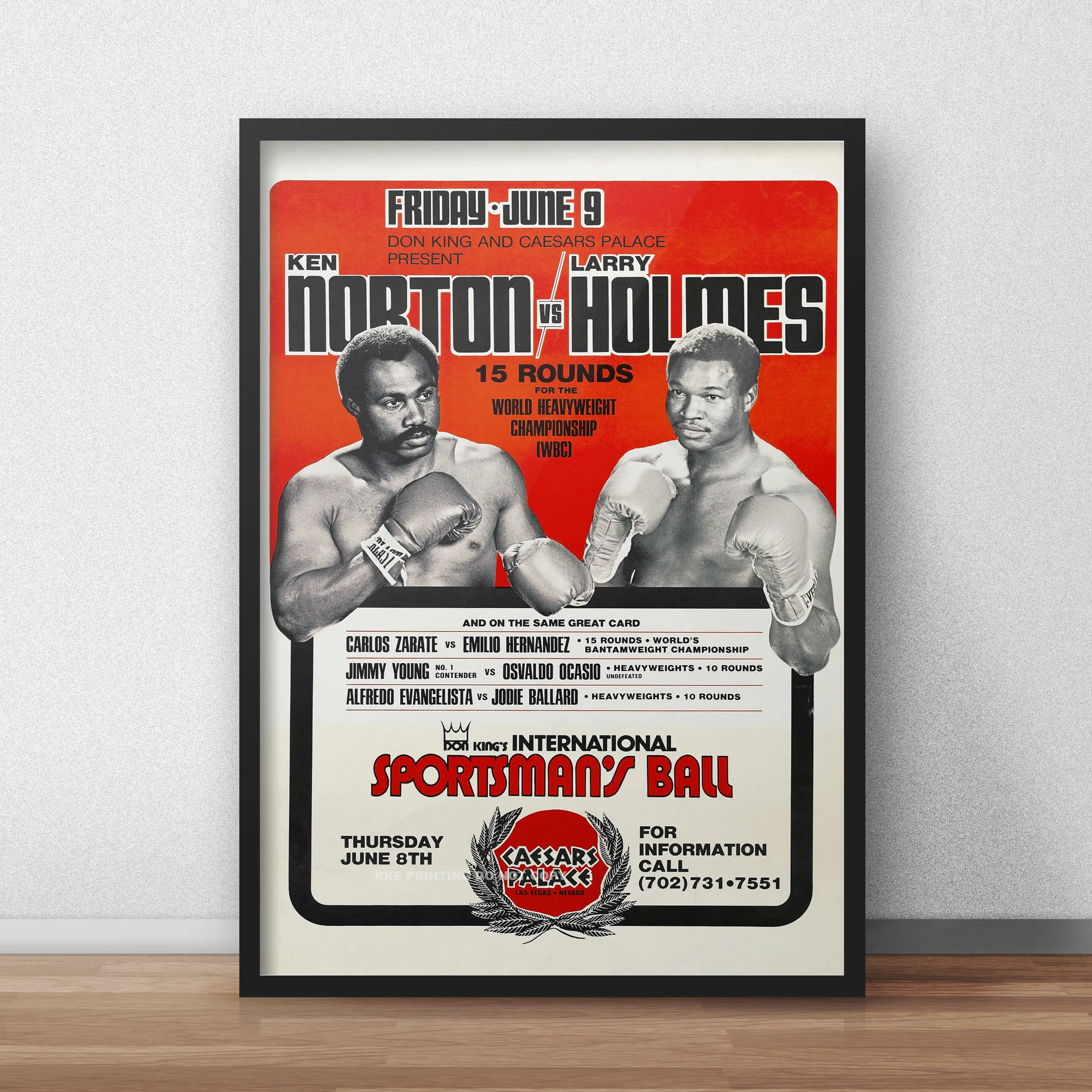 Ken Norton Vs Larry Holmes Vintage Boxing Poster - Famous Boxing Match Bill Ideal For Gyms , Boxing Club , Home Gym , Workout Room