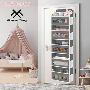 Over The Door Storage Organizer - Hangable 5-Shelf Non-Woven Fabric & Steel Unit with Compartments, Classic Anti-Tilt Design, 44 lb Load Capacity, Foldable Large Shelves for Bathroom Organizer Storage