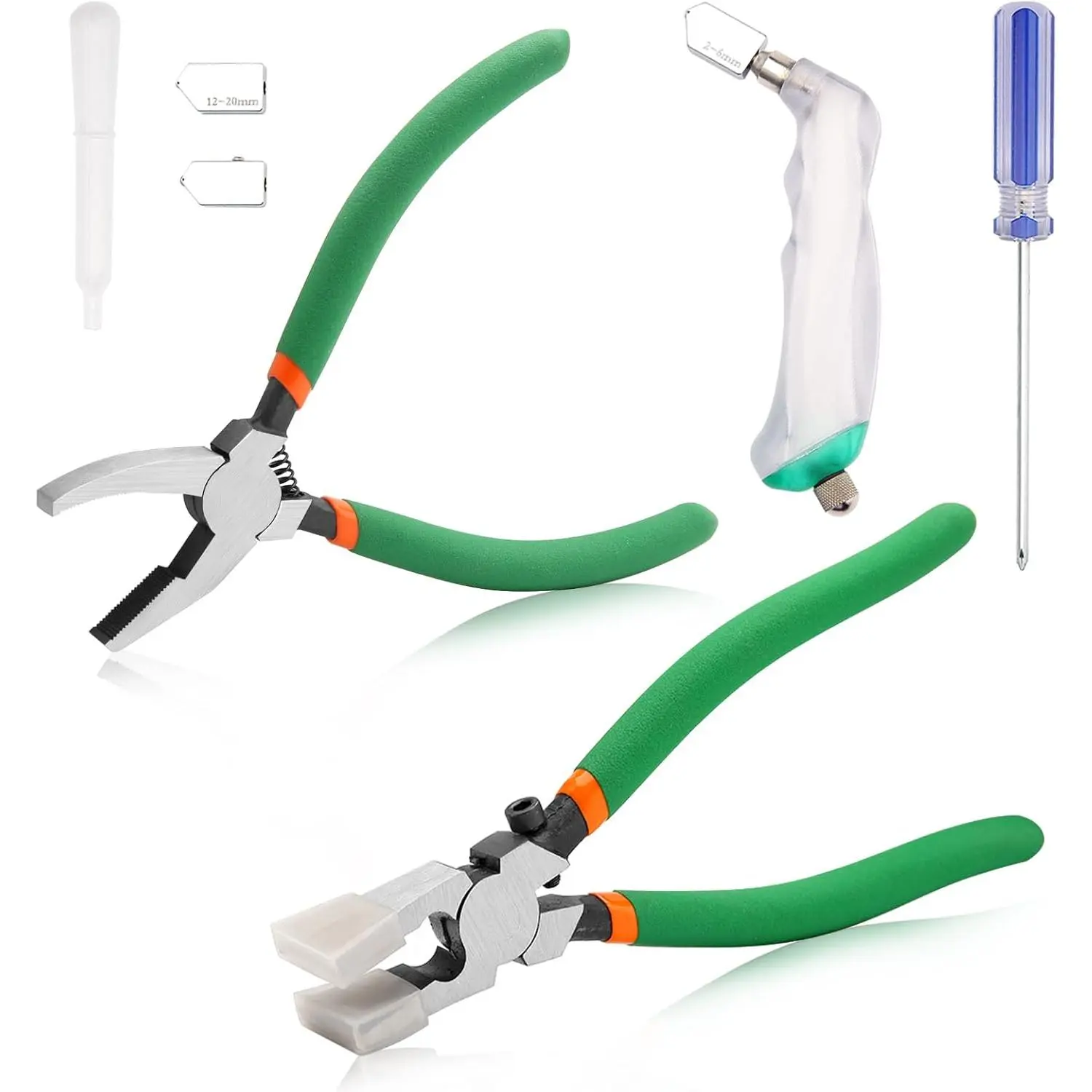10PCS Heavy Duty Glass Running Pliers Breaker Grozer Pliers with Extra Rubber Tips Professional Stained Glass Cutting Tool for Stained Glass Mirrors Tiles Mosaic