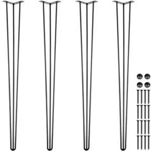 【fathersdaygift】VEVOR Hairpin Table Legs 36\" Black Set of 4 Desk Legs 880lbs Load Capacity (Each 220lbs) Hairpin Desk Legs 3 Rods for Bench Desk Dining End Table Chairs Carbon Steel DIY Heavy Duty Furniture Legs