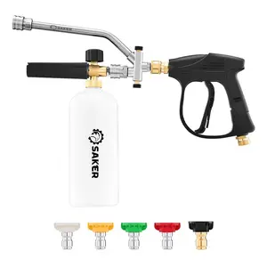 The Saker foam gun comes with foam gun dual connector accessories, pressure cleaning gun for car washing and cleaning, 5 power cleaning nozzles Outdoorfun