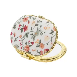 CHEIBEAR Compact Mirror for Purses, Flower Pocket Mirror, Oval Mini Mirror, Floral Small Mirror for Purse, Vintage Folding Mirror Compact Travel Portable Pocket Mirror for Women