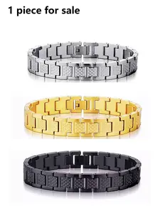 Men's Stainless Steel Bracelet, Heavy Wide Link Bracelet for Men's Birthday Gift, Casual Style Wearable Accessory, Elegant Jewelry Bracelet, Trendy Jewelry, Stainless Steel Wrist