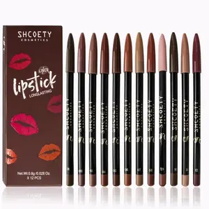 12-Color Matte Lip Liner Pencil Set, Smooth Color Silk Lipstick Pen, Durable Pigment Lip Makeup Cosmetics, Moisturize Makeup Products, Lip Stain, Lip Crayon, Lipliner, Moisturizing, Waterproof Lip Liner Set, Tinted, Moisture, Lip Liner Kit