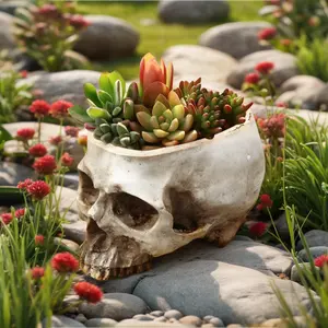 Gothic Halloween Skull Planter Pot, Resin Material Garden Decoration, Perfect for Party & Celebration, Fun Succulent Planting Bowl, Resin Flower Pot