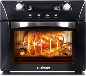 24Qt Dual Zone Air Fryer Oven with Rotisserie, Extra Large Double Air Fryers Mini Oven Digital 1800W 10 in 1 Airfryer Countertop Convection Toaster Oven Combo, Stainless Steel Inner, 360° Even Heating