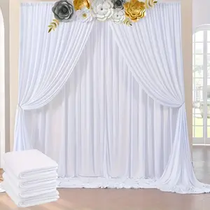 5ft*10ft 4Pack White Backdrop Curtains 59"x118" Wrinkle Free Polyester Drapes for Wedding Graduation Birthday Party Photography Background Home Decor