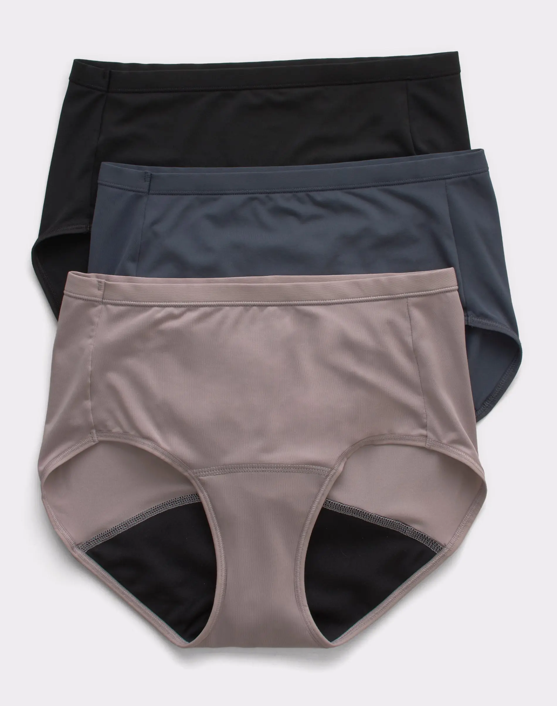 Hanes Comfort Period. Women's Brief Underwear Light Leaks Neutrals 3-pack Multi Pack Comfortable Fit Soft Stretch Fabric Breathable Ll40as