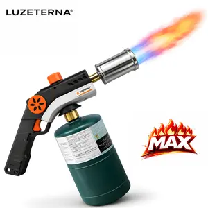 LUZETERNA Powerful Propane Torch  for Cooking & BBQ - Adjustable Flame Blow Torch Lighter for Charcoal, Campfire, Sous Vide & DIY Soldering (Tank Not Included)