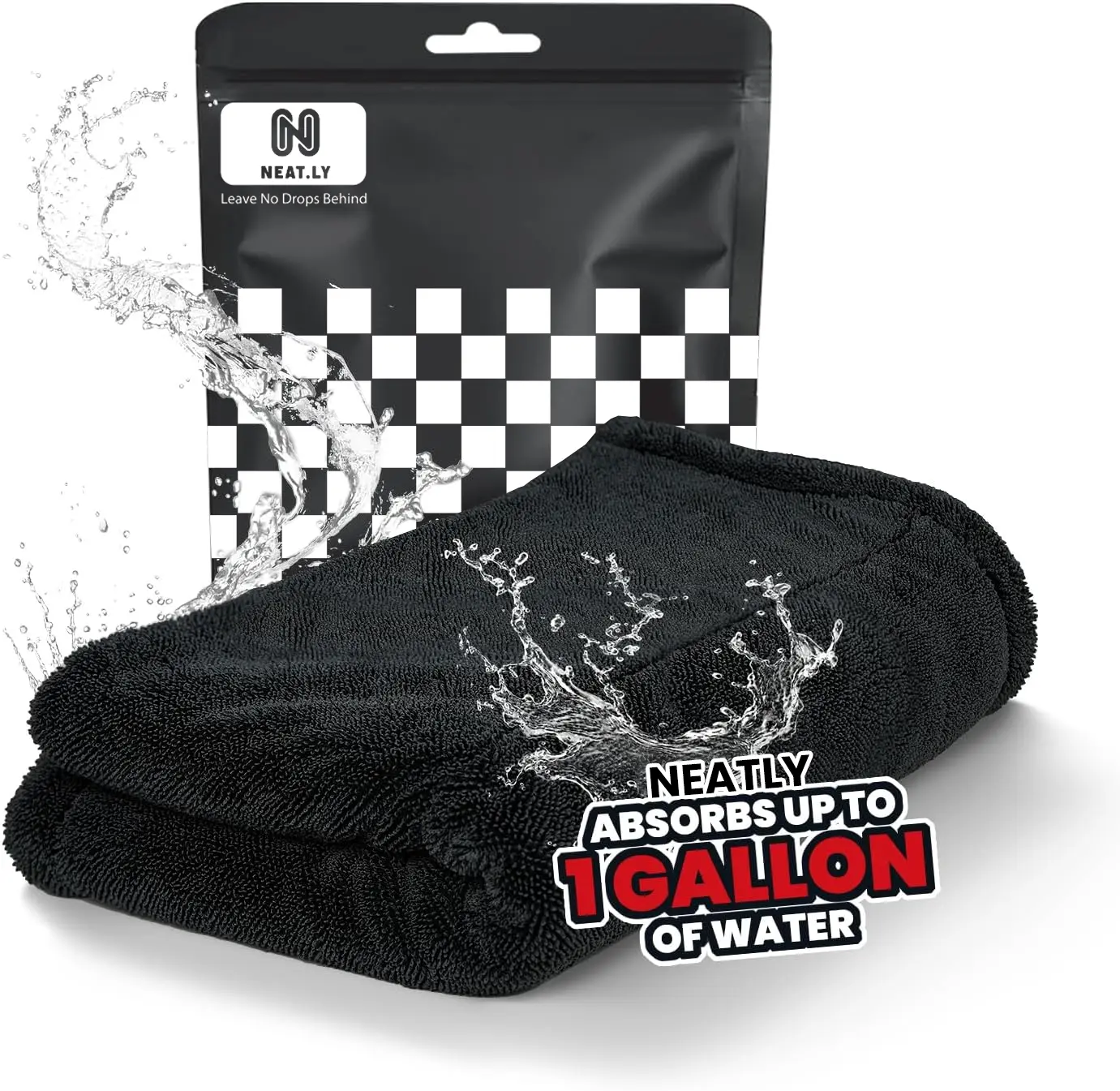 Largest 1300GSM 36in x 28in Twisted-Loop Microfiber Towel, Ultra-Absorbent Lintfree Machine-Washable Car Washing Supplies for Streak-Free Dry Detailing, Lintfree Finish