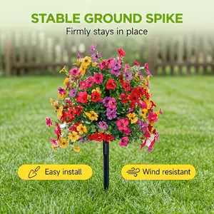 One large artificial violet shrub, suitable for outdoor UV-resistant and waterproof decorative flowers, Artificial Plants. It is suitable for garden porches and courtyard decorations. It is easy to maintain and does not require watering.