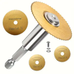 1 set Circular Saw Blade Set for Drill – Durable cutting disc kit with connecting rod adapter. Compatible with electric drills for wood, plastic and DIY projects, essential tool accessory for home improvement and workshop use.