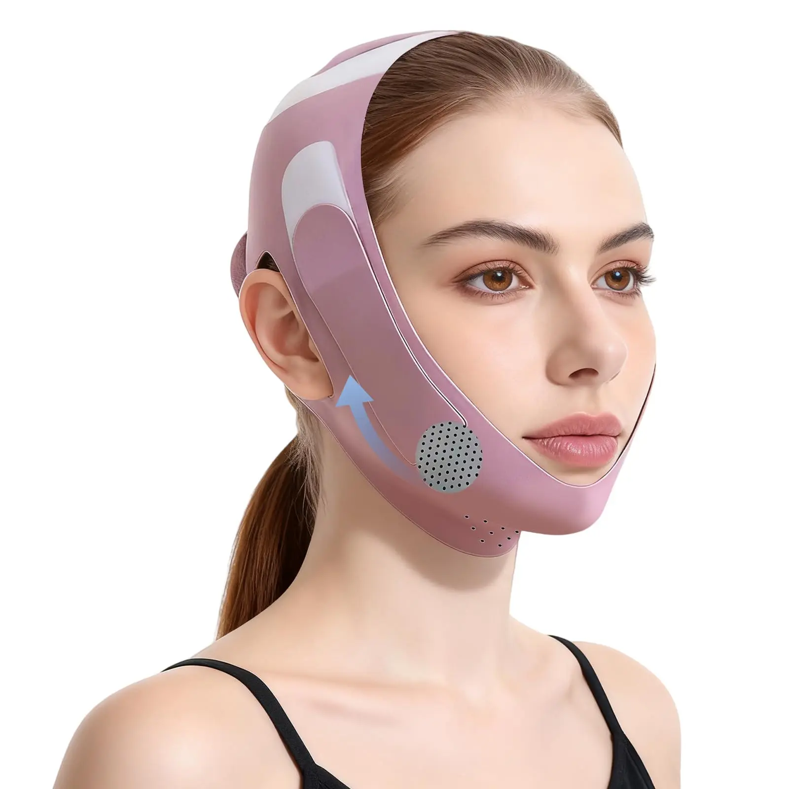 Face Slimming Mask, Breathable Mesh Design，V Line Face Lifting Strap and V Line Face Shaping Belt - Chin and Cheek Lifting Bandage for V Face Lift - Sleeping Mask Strap for Women - Pink