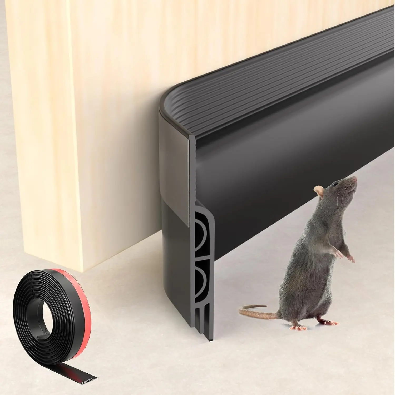 39" Black Under Door Draft Stopper Exterior,Bottom Door Sweep Sound Proofing,Soundproofing Noise Blocker,Gap Filler Soundproof Seal Strip Door Threshold