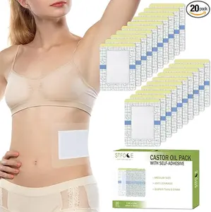 Castor Oil Pack Wrap 20Pcs Medium Transparent Film - No Irritation, Anti Leakage, Portable Body Care Cosmetic (Oil Not Included)