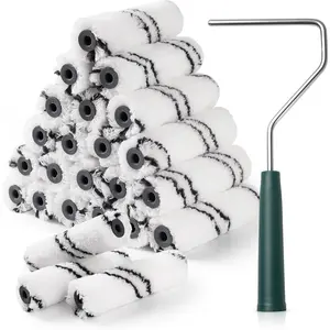 Microfiber  Roller Covers, 24 Pack  Roller 4 Inch (3/8 Inch Nap),  Roller Frame, Small  Rollers for Painting Walls, Home Improvement  Supplies