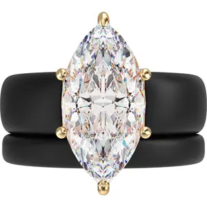Marquise Cut Silicone Ring Set for Women, Stackable 2-Ring Set, 14×7 mm Marquise Cut CZ | Patent-Pending Design - GlowStone Collection
