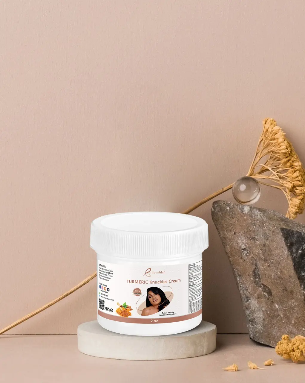 Byenblan Turmeric Knuckle Cream with Shea Butter - Daily Body Moisturizer for Smooth, Bright Skin Care Treatment 2oz