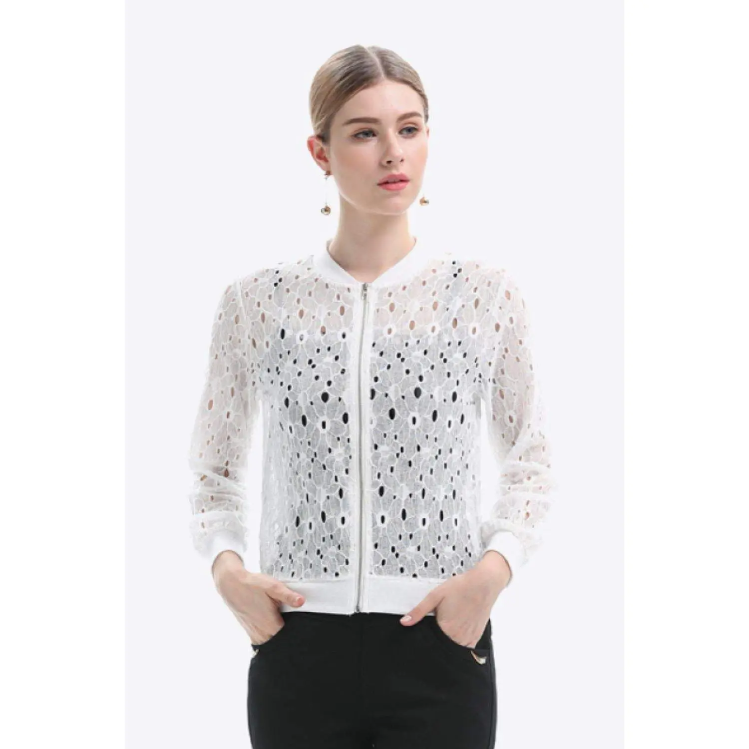 Openwork Zip Up Jacket