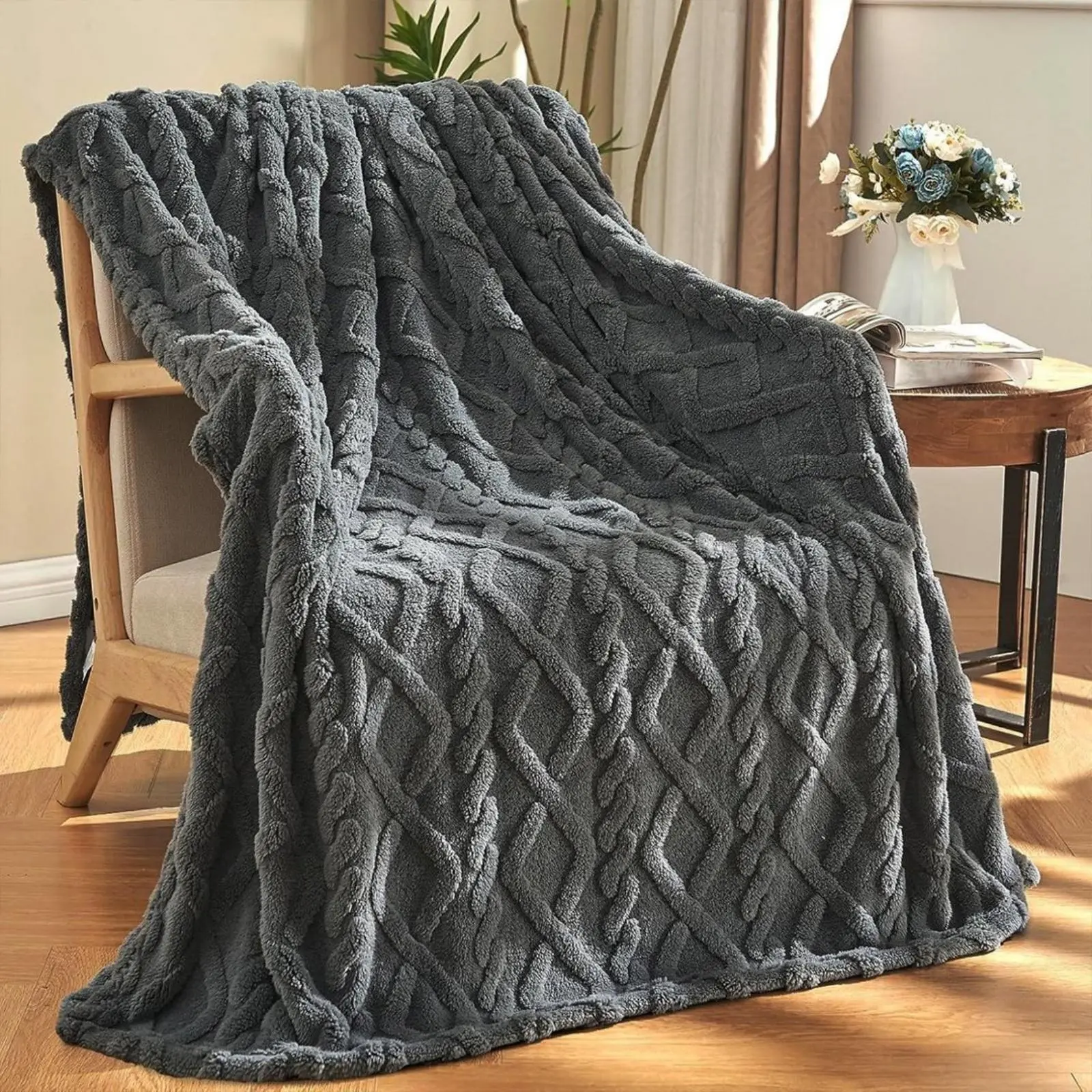 【Summer Sale】ROSEKIND Taffeta 3D Diamond Blanket, Non-Pilling, Breathable Blanket , Air Conditioning Naps, Car Use - All-Season Bedding Throw, Bedroom Decor,back to school,back to school shopping,home decor