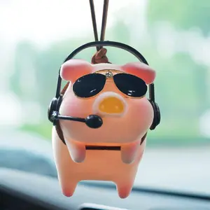 Swinging Pig  Hanging Ornament,  Mirror Hanging Accessories, Pig  Accessories for Women/Men Cute  Decor Lucky Piggy Charm Rear View Mirror Accessories, Small Gifts