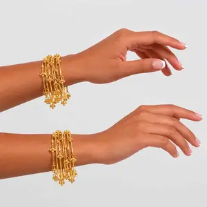Hasini Ghungroo Kashmiri Bangles Set of 8 | Traditional Indian Churi Set | Ethnic Bangles for Women | Wedding & Festive Jewelry