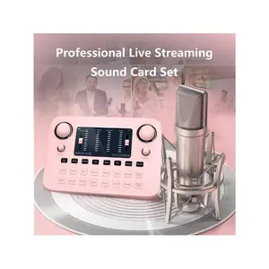 Studio Soundboard Audio Mixer Sound Card Interface-All In One-Podcast Production With One Condenser Microphone With Large Diaphragm, Professional Cardioid Studio Mic Podcasting Equipment Kit For Podcasting, Recording, Streaming, Vocals, Music, ASMR