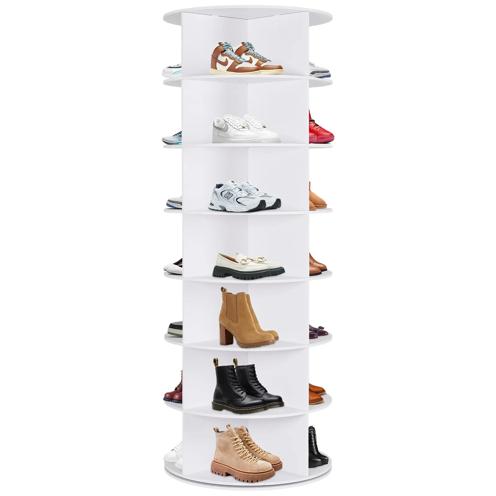 360 degrees Rotating 7-Tiers Organizer Shoe Rack, Fits 24-28 Pairs of Shoes, Spinning and Revolving Round Shoe Rack, for Entryway Living Room Hallway