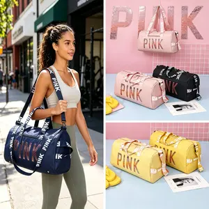Gym Sports Duffel Bag with "PINK" Print - Waterproof Travel Shoulder Bag for Workout & Daily Use woman man