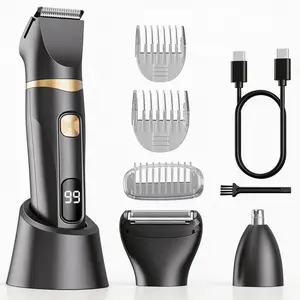 Electric Body Hair Shaver, 3-in-1 Hair Trimmer for Men, Hair Removal Trimmer, USB Recharge Body Hair Trimmer, Electric Razor with LED Display, Perfect Gift for Men