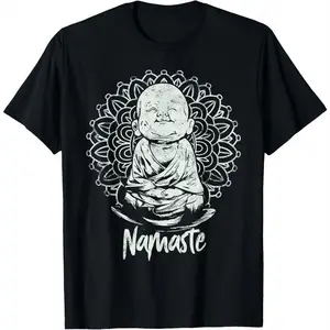 100% Cotton 100% Cotton BUDDHA YOGA T-Shirt YOGA Namaste Tshirt Gift For Men & Women T-Shirt Golf Gift T-Shirt For Men And Women