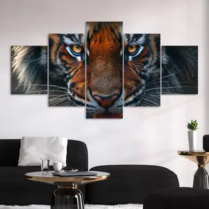 Tiger Pattern Animal Print Wall Art, 5 Counts Canvas Painting, Wall Decor for Living Room Bedroom Office, Modern Home Decor, Room Decor, Ornaments