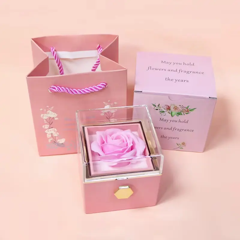 Rotating Eternal Flower Box   Pink