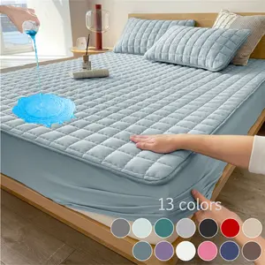 1 Piece Waterproof Mattress Protector, Smooth Mattress Cover, Fitted Sheet & Mattress Cover Set with Deep Pocket Soft Mattress Pad Noiseless Breathable Stain-Resistant Bed Cover, Machine Washable, Includes Pillowcases for Bedroom, Guest Room, Dorm
