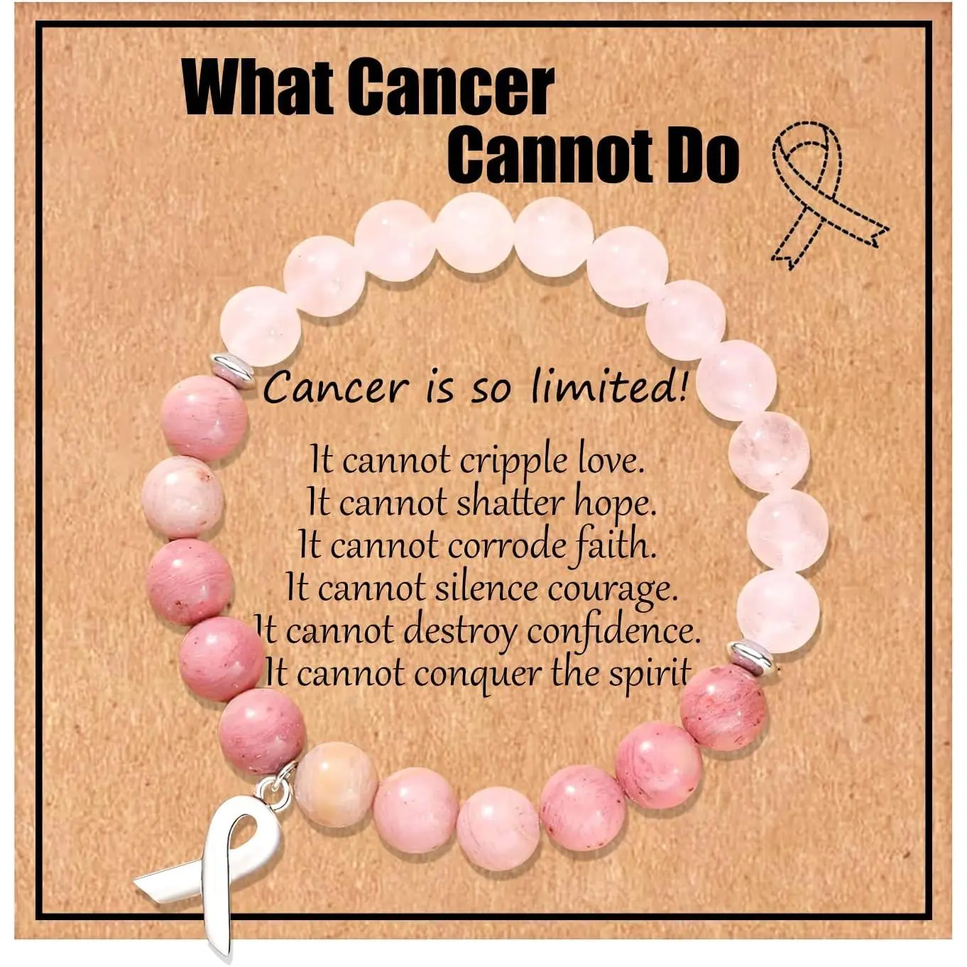 Breast Cancer Bracelets for Women, Breast Cancer Gifts,  Stone Inspirational Encouragement Bracelet, Breast Cancer Awareness Bracelets for Women Girls