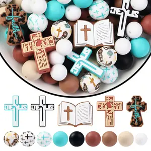 10/32/34/50PCS Silicone Beads with Faith Cross Shaped Design - Sparkle Accents for DIY Jewelry Making, Keychains, Phone Charms, Bag Accessories - Durable Craft Supplies, Keychain Decorations