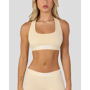 PSD Women's Creme Solid Racerback Sports Bra - Cute and Comfortable Premium Modal Fabric