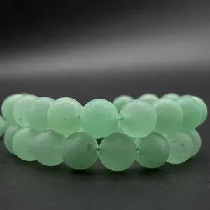 Natural Matte Green Aventurine Gemstone Frosted Round Loose Beads For Jewelry Making Design DIY Unpolished Handmade Crafts Bracelet, Necklace, Earrings AAA Quality 15.5 Inches Long, Semi Precious Stone