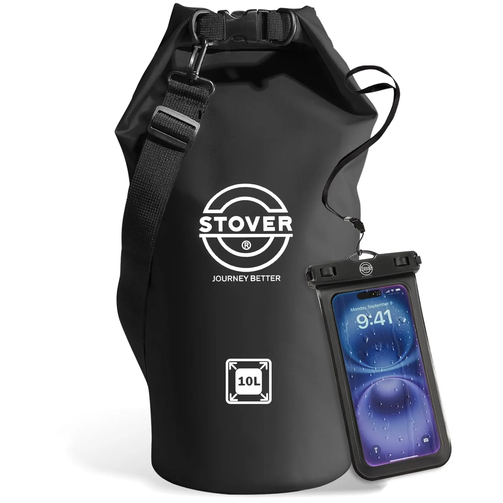 STOVER 5/10/25/30/40/55L Waterproof Dry Bag- Roll-Top Backpack w/Phone Case- Kayaking, Hiking, Camping, Boating- Men/Women