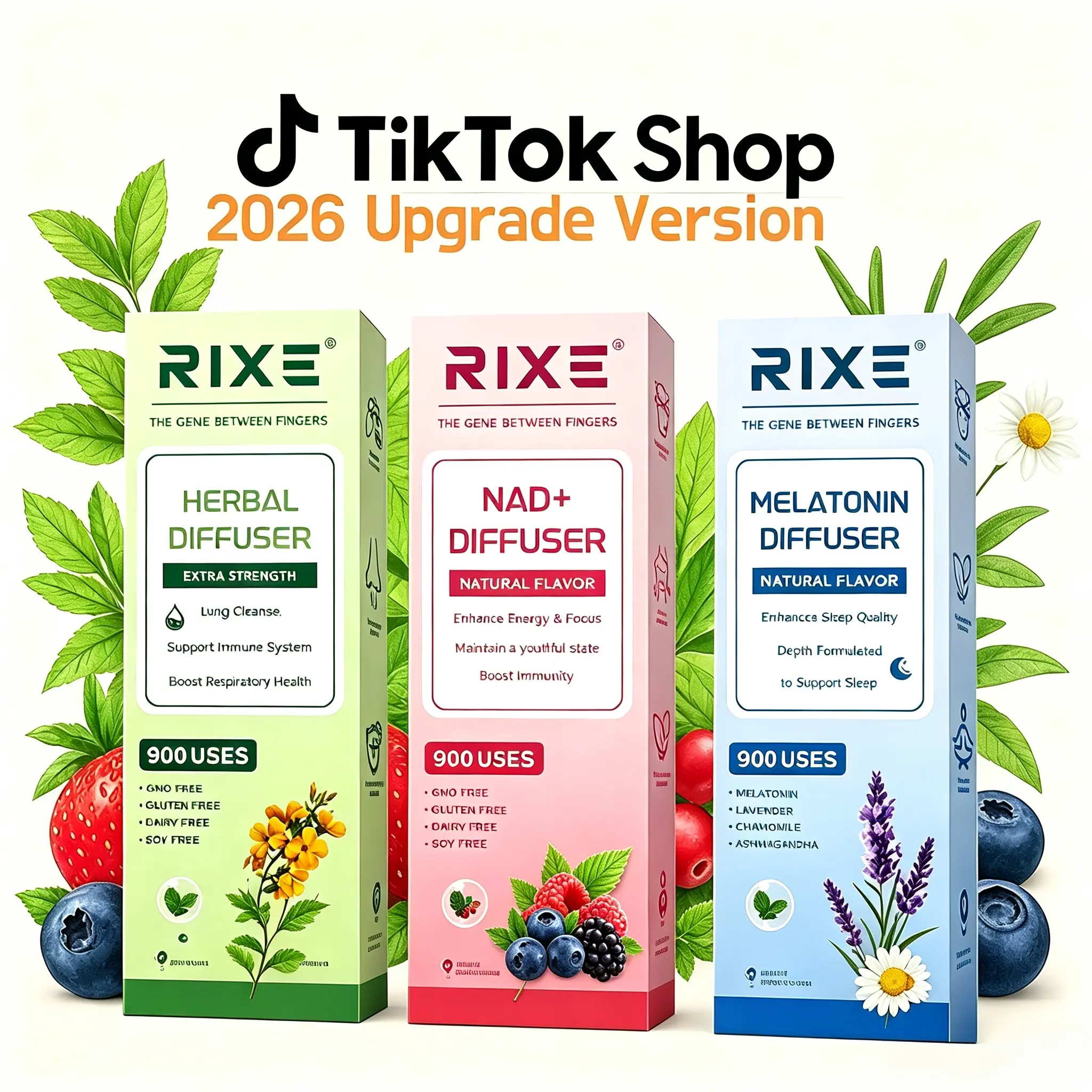 Multi-Flavor RIXE Energy Bars – Watermelon, Lavender, Mullein Mint, NAD+ & Energy Complex