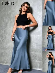 Elegant High-Waisted Satin Skirt for Women, Multiple Colors Available, Perfect for Parties, Meetings, Daily Wear, Chic and Stylish Design