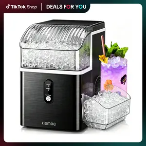 Kismile Countertop Nugget Ice Maker, 35Lbs/24H Fast Ice Making, 7 Mins Quick First Ice, Self-Cleaning Pebble Ice Machine with 1.2L Water Tank, Portable Ice Maker for Home Kitchen Office Bar, Black