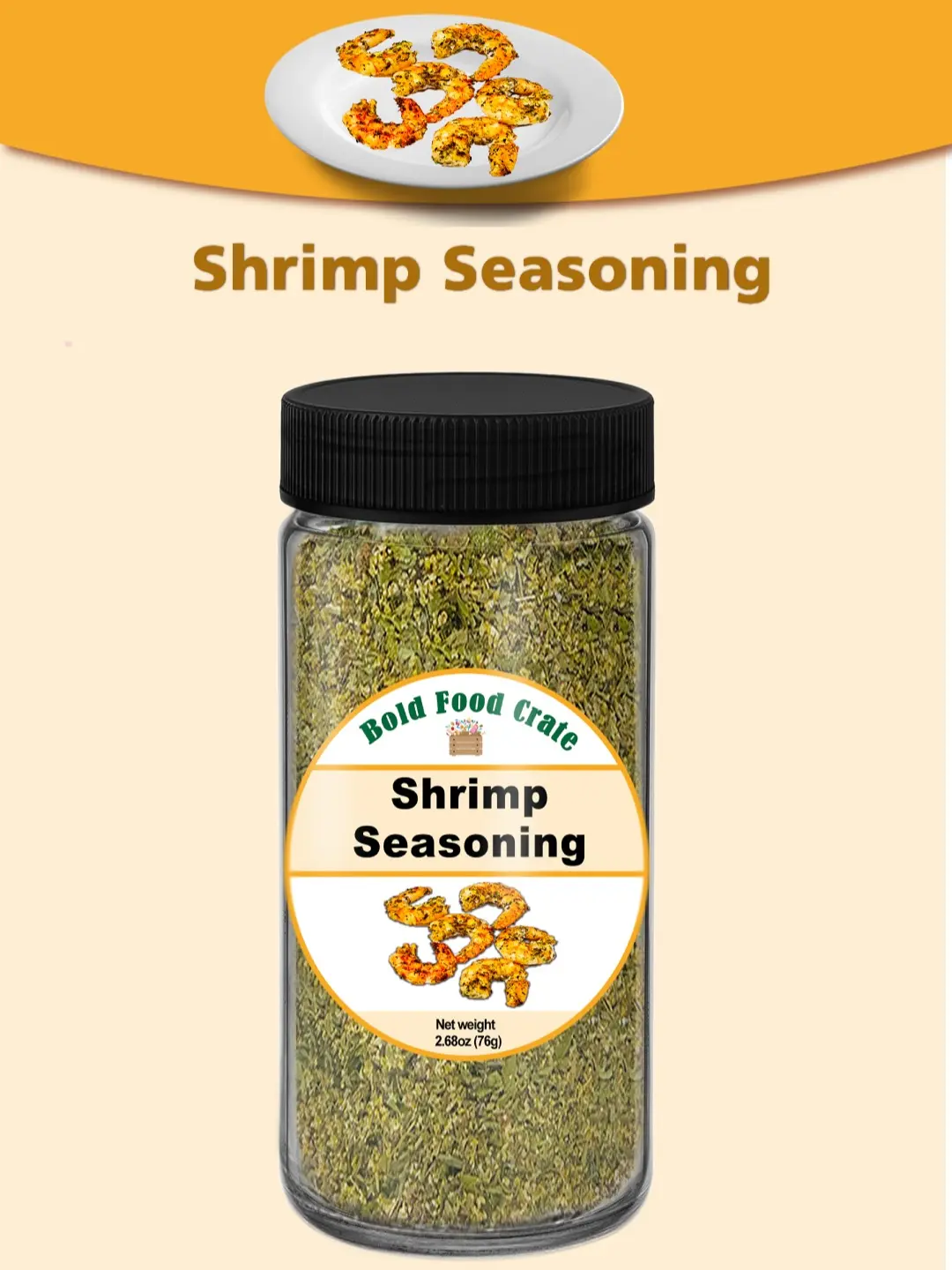 Bold Food Crate Shrimp Seasoning - All-Natural Lemon Pepper Garlic Onion Spice Blend for Fresh Shrimp Dishes