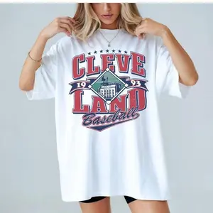 [100% Cotton] Cleveland Unisex Tshirt, Vintage Unisex Tee For Fans, Gift For Baseball Lovers, Game Day Apparel, Sports Graphic Tee, Top Menswear Cotton Streetwear Round Neck Womenswear Summer T-Shirt For Men And Women