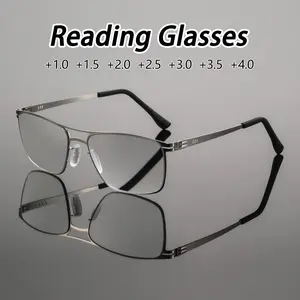 Men's Metal Square Frame Reading Glasses, Casual Artistic Style, High-End American Trend, Fashionable Old Lenses, Eyeglasses
